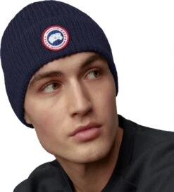 Canada Goose Arctic Disc Rib Toque - Men's|-|Tuque Côtelée Arctic Disc - Homme -Canada Goose CGO 5026M 7E 7EFront 20Navy 20Heather