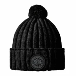 Canada Goose Rib Pom Beanie - Cashmere -Canada Goose Canada Goose Rib Pom Beanie Cashmere Black